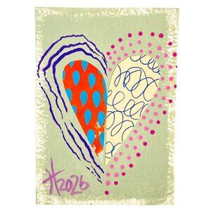 ACEO Original Art Acrylic Collage Heart Mixed Media ATC